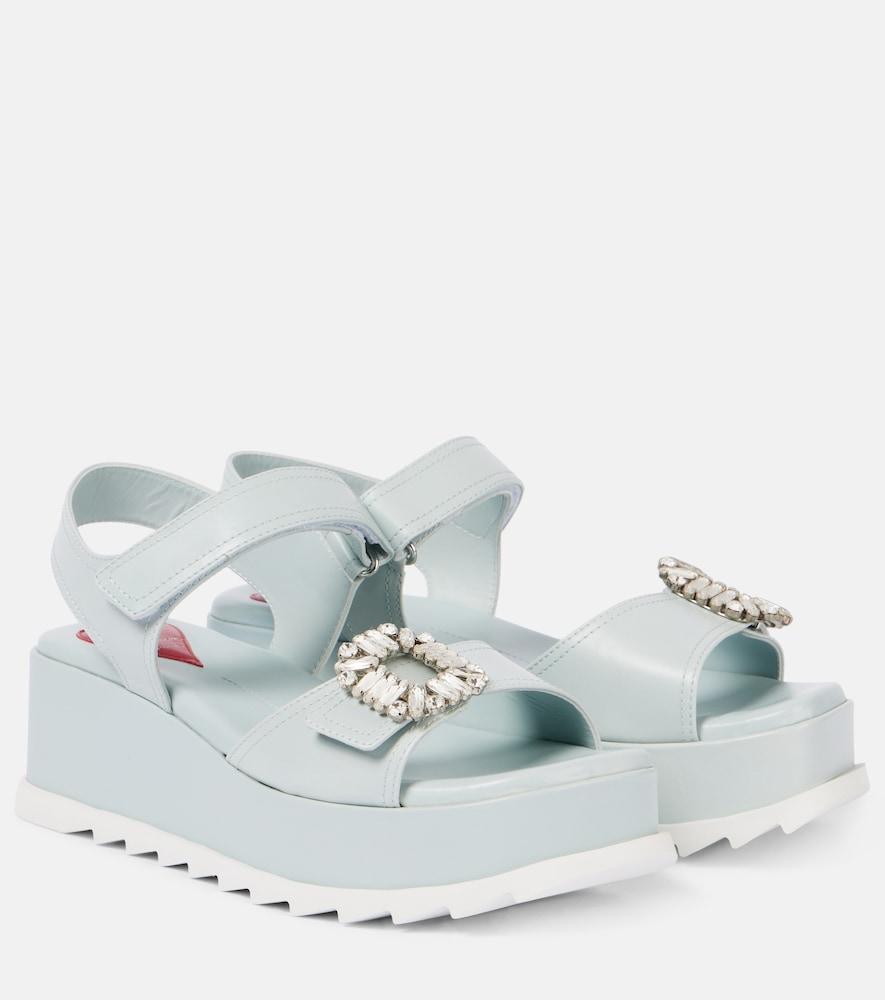 roger vivier embellished leather platform sandals