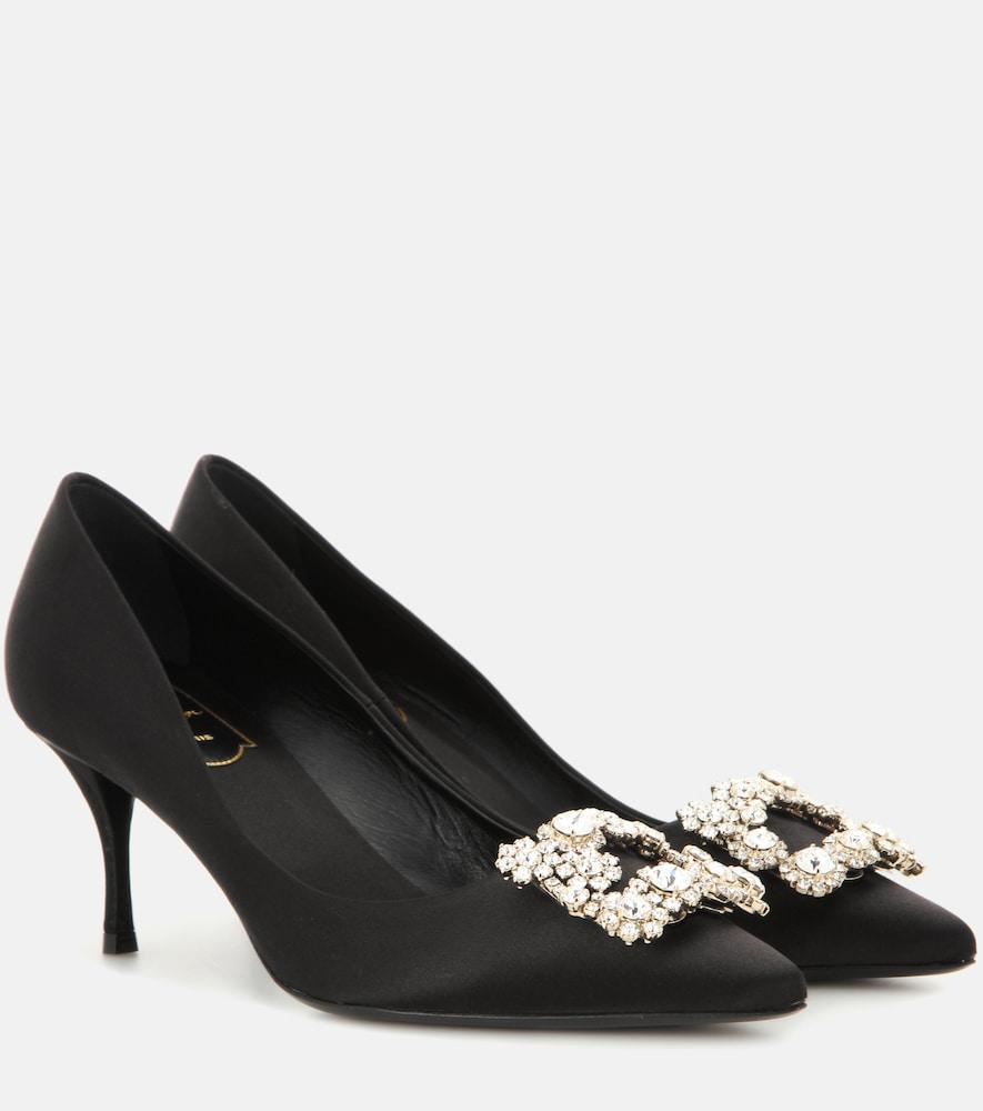 roger vivier embellished satin pumps