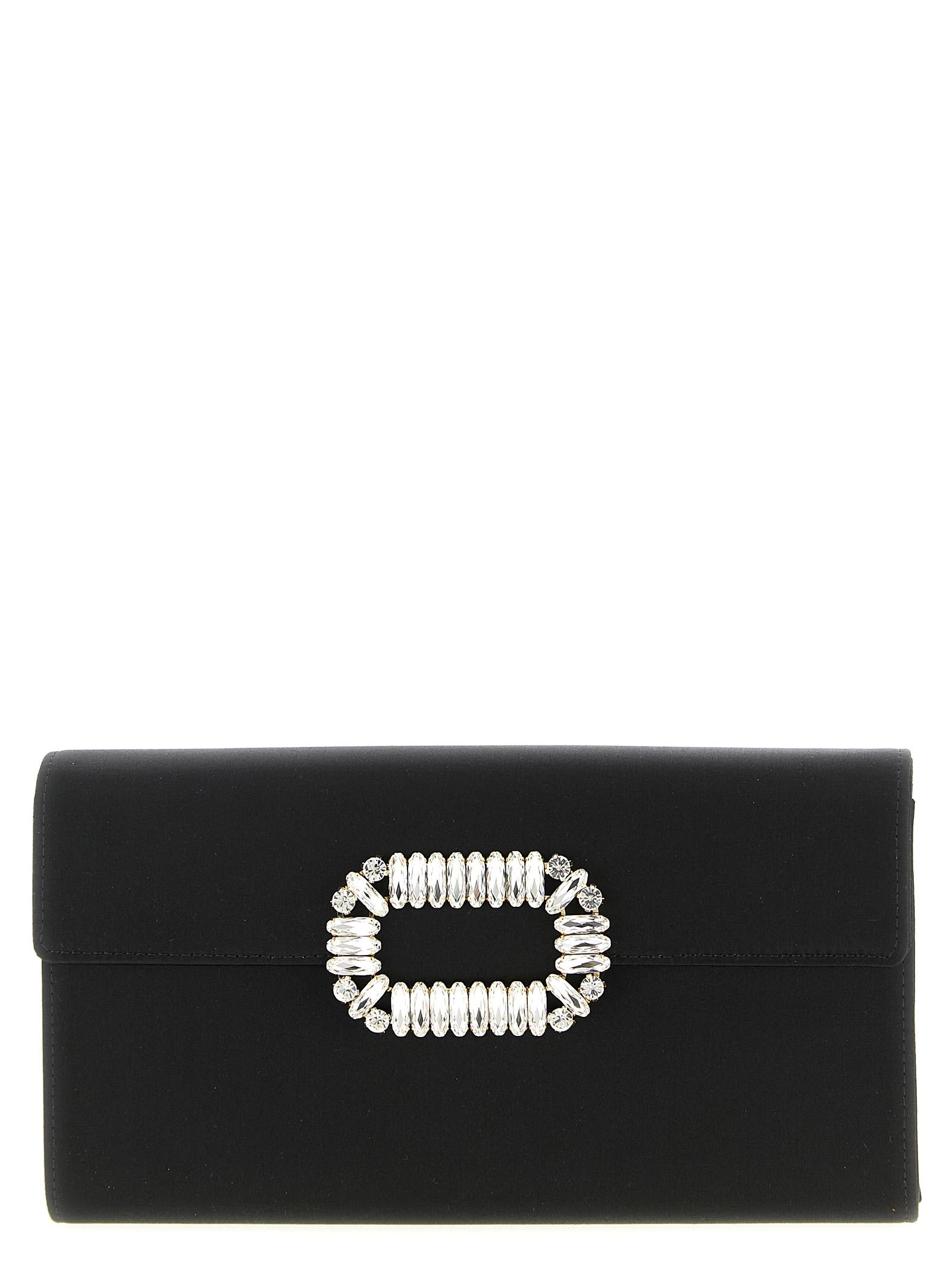 roger vivier envelope flap sexy clutch black viscose - women