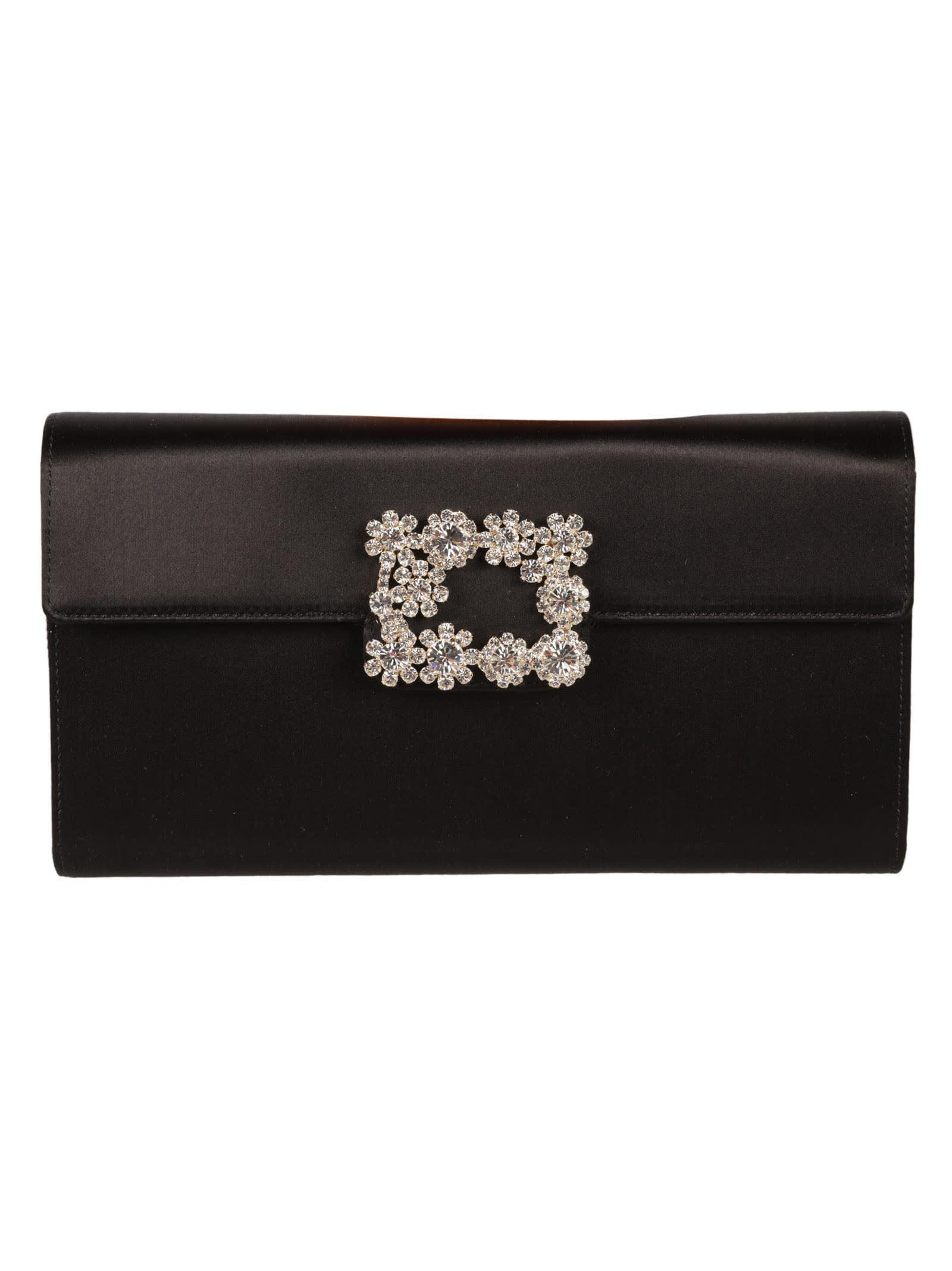 roger vivier floral embellished clutch
