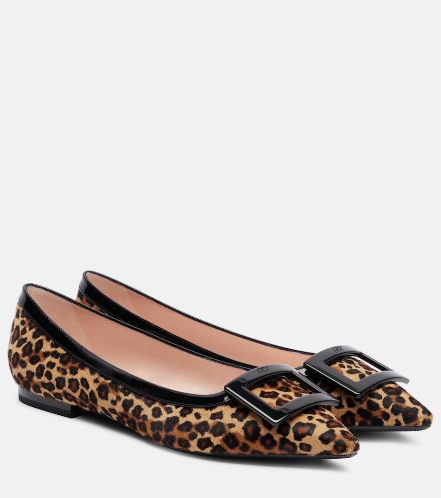 roger vivier gommette ball calf hair ballet flats