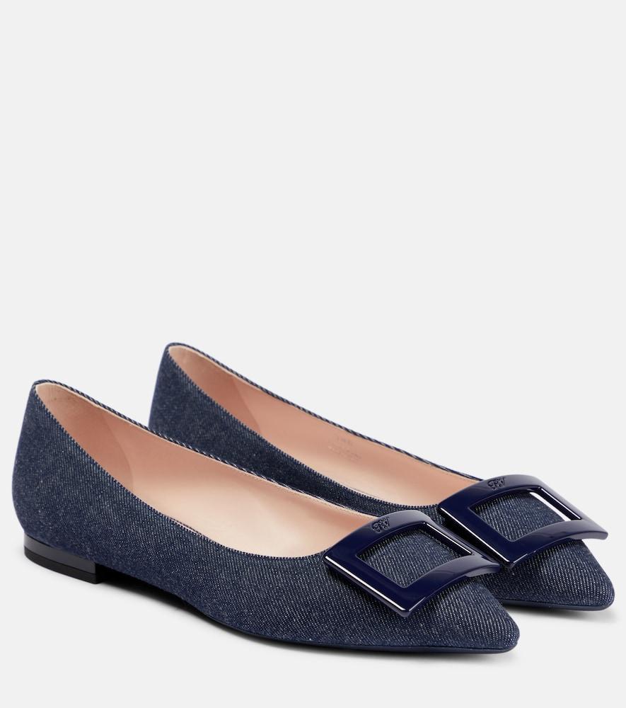 roger vivier gommettine ball denim ballet flats