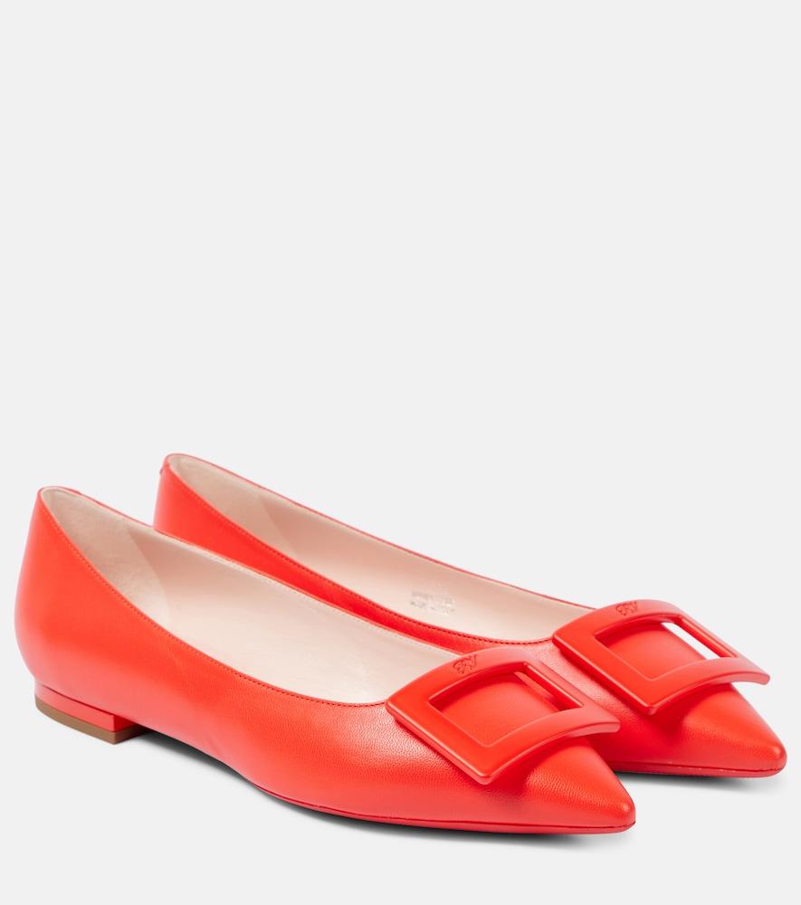 roger vivier gommettine ball leather ballet flats