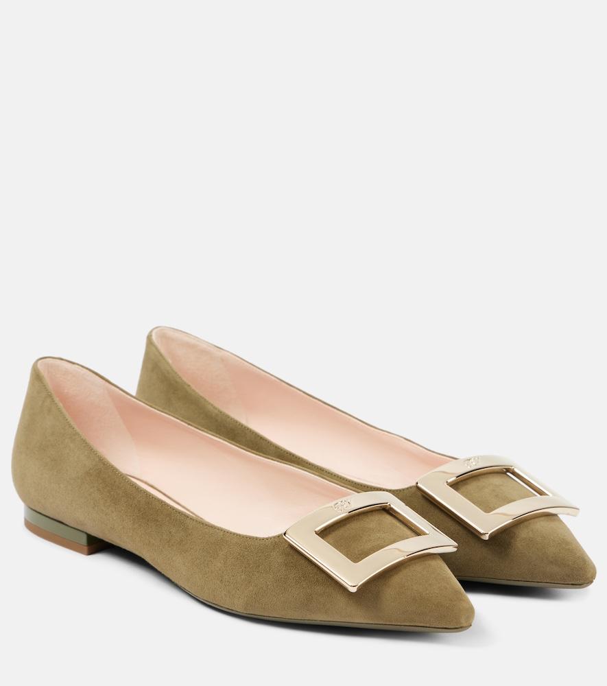 roger vivier gommettine ball suede ballet flats