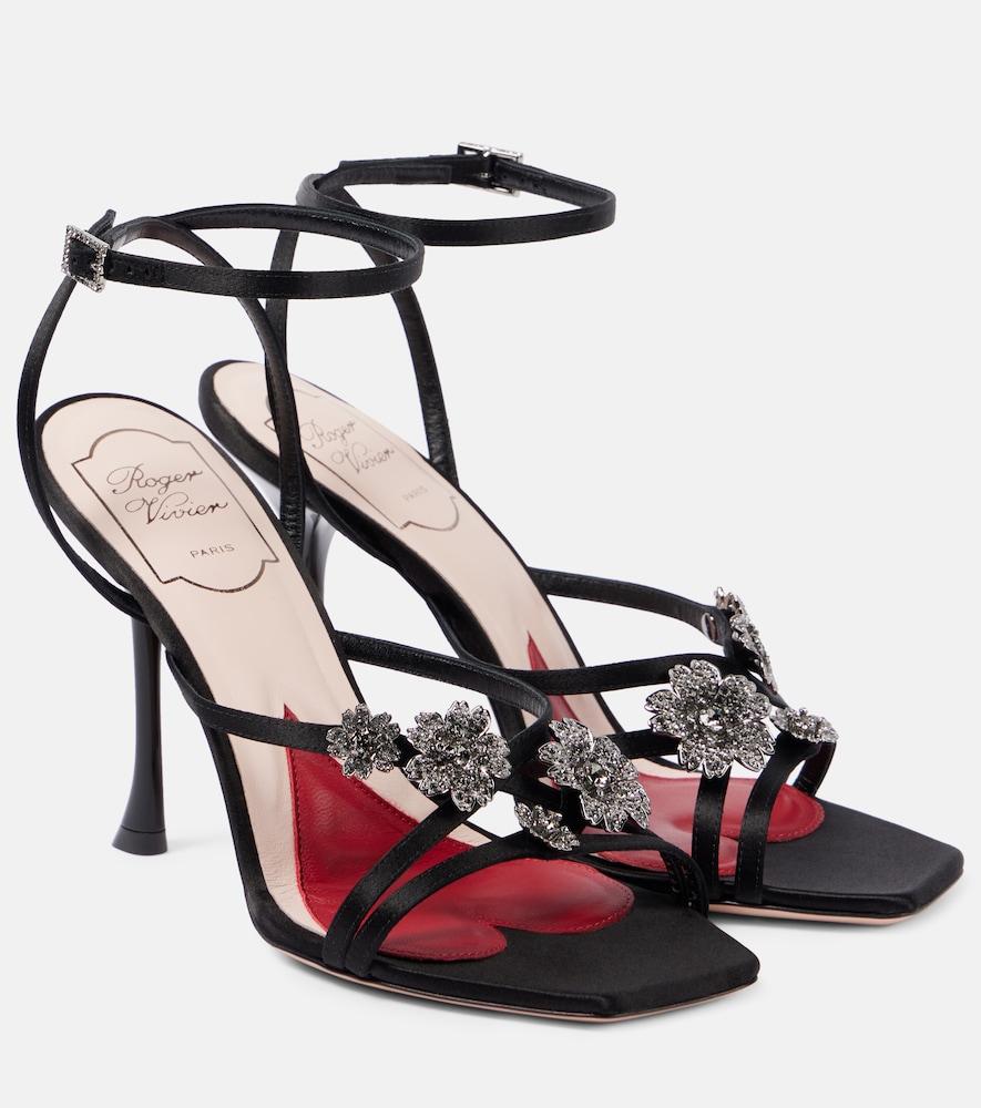 roger vivier i love vivier flower 100 satin sandals
