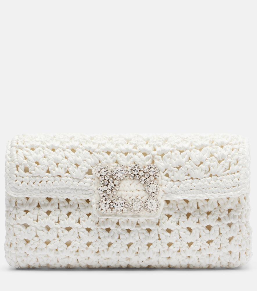 roger vivier jeu de fille embellished crochet clutch