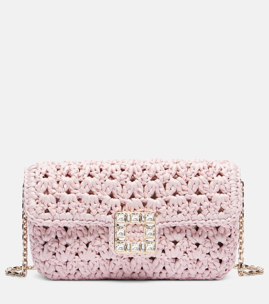 roger vivier jeu de fille embellished raffia clutch