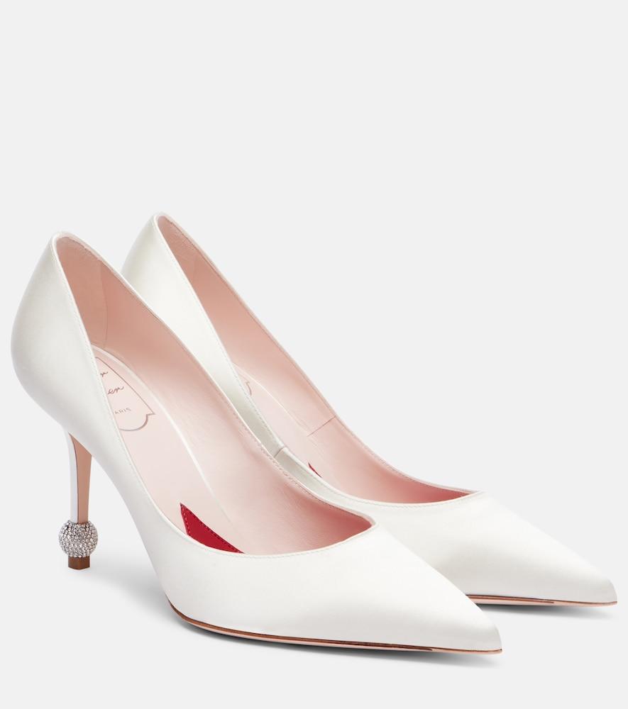 roger vivier jewel 85 embellished satin pumps