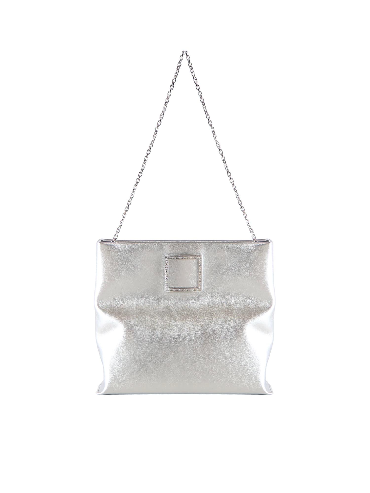 roger vivier leather trompette clutch