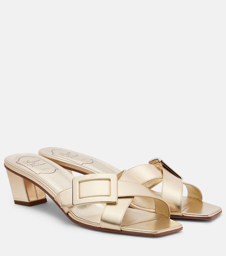 roger vivier metallic leather sandals