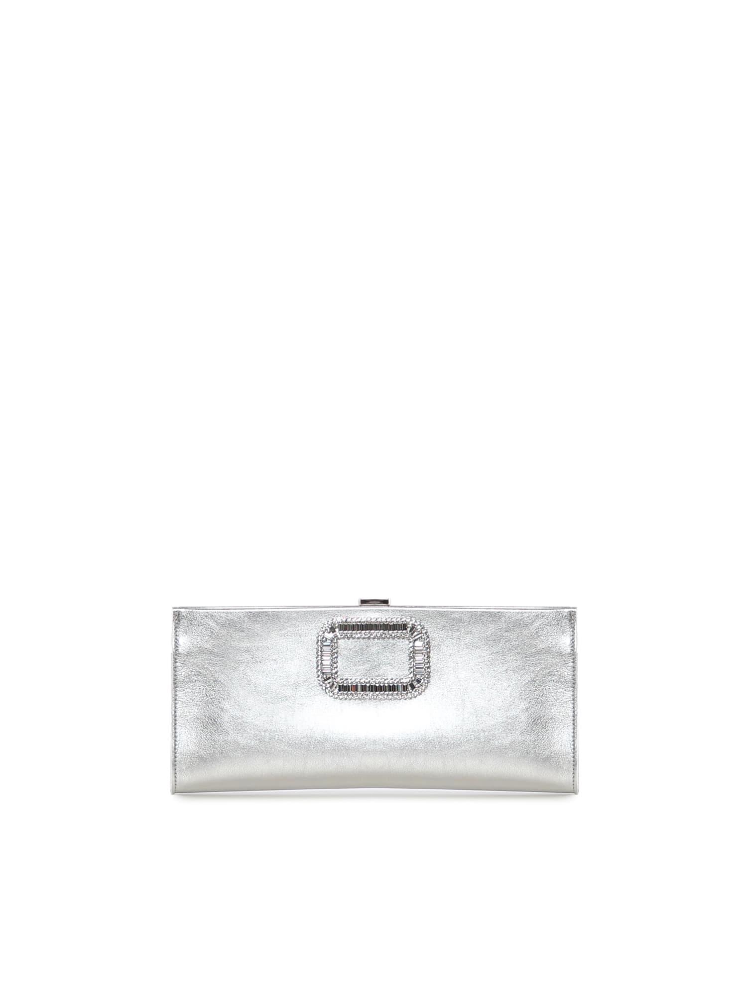 roger vivier pilgrim leather clutch