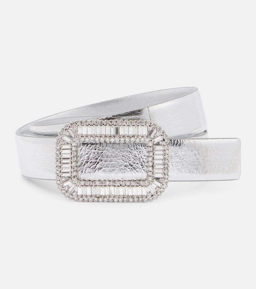 roger vivier pilgrim metallic leather belt