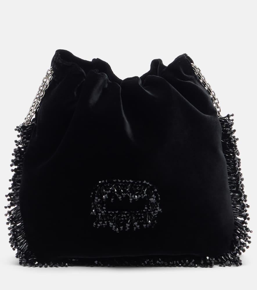 roger vivier pilgrim mini beaded velvet bucket bag