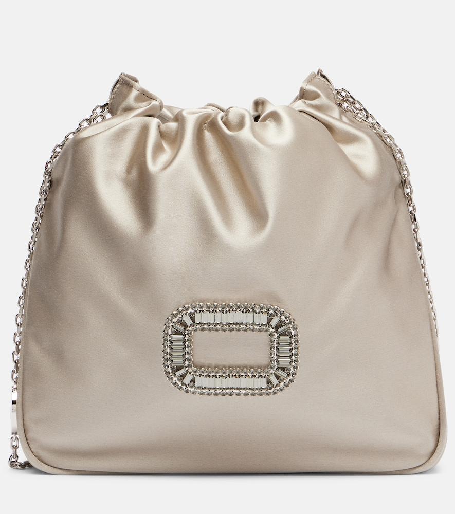 roger vivier pilgrim mini embellished satin bucket bag