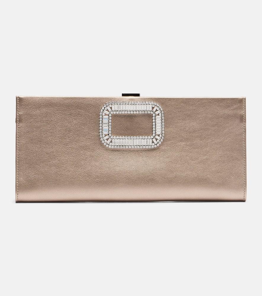 roger vivier pilgrim small leather clutch