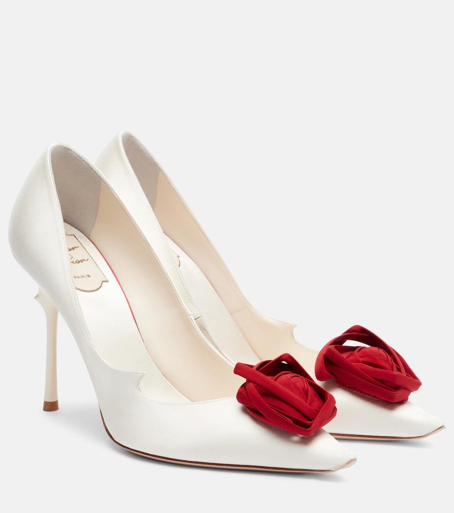roger vivier rose vivier 100 floral satin pumps