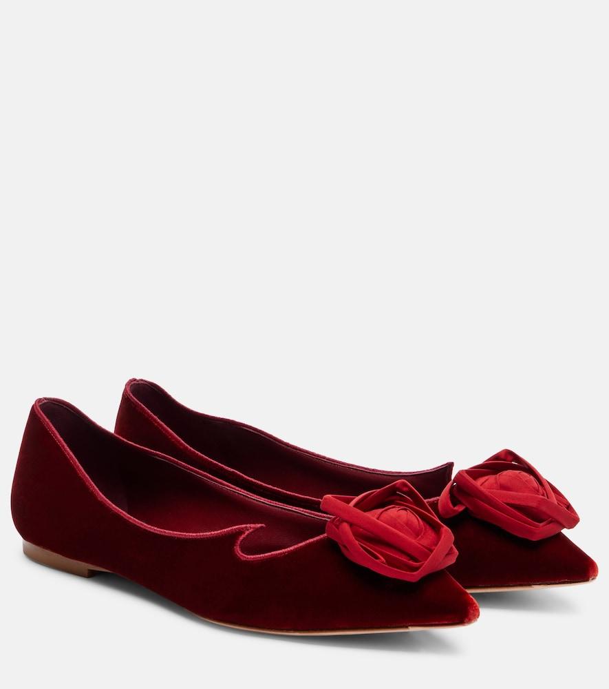 roger vivier rose vivier velvet ballet flats