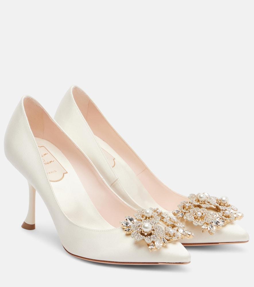 roger vivier rv bouquet 85 embellished satin pumps