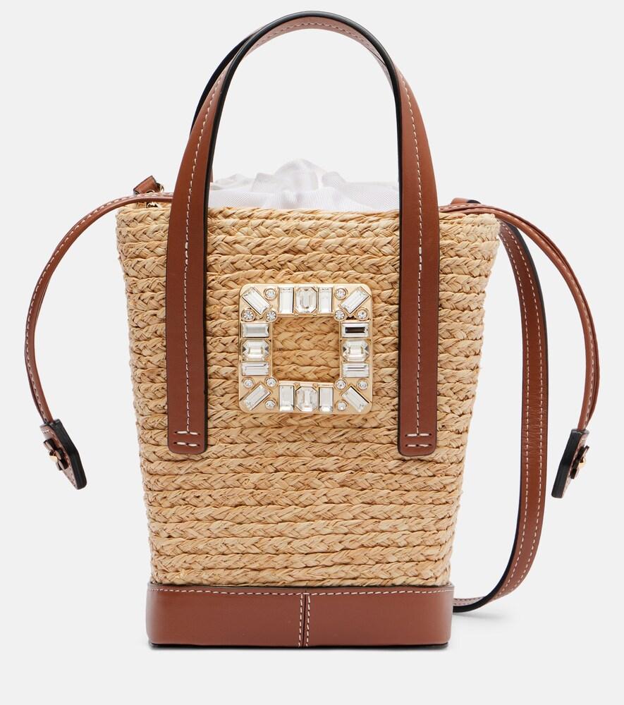 roger vivier rv skate mini raffia bucket bag