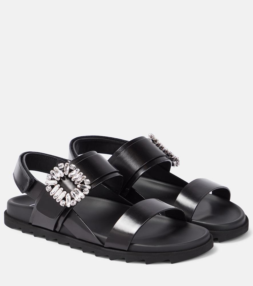 roger vivier slidy viv‘ embellished leather sandals
