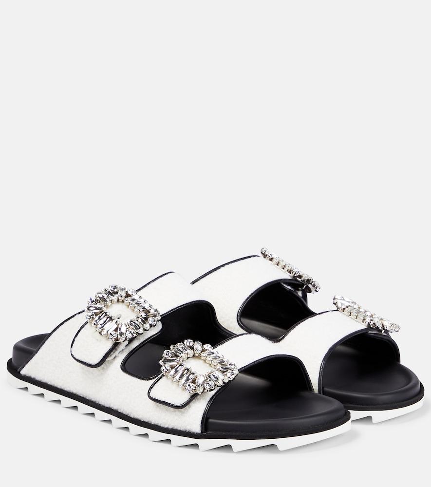 roger vivier slidy viv' embellished bouclé sandals