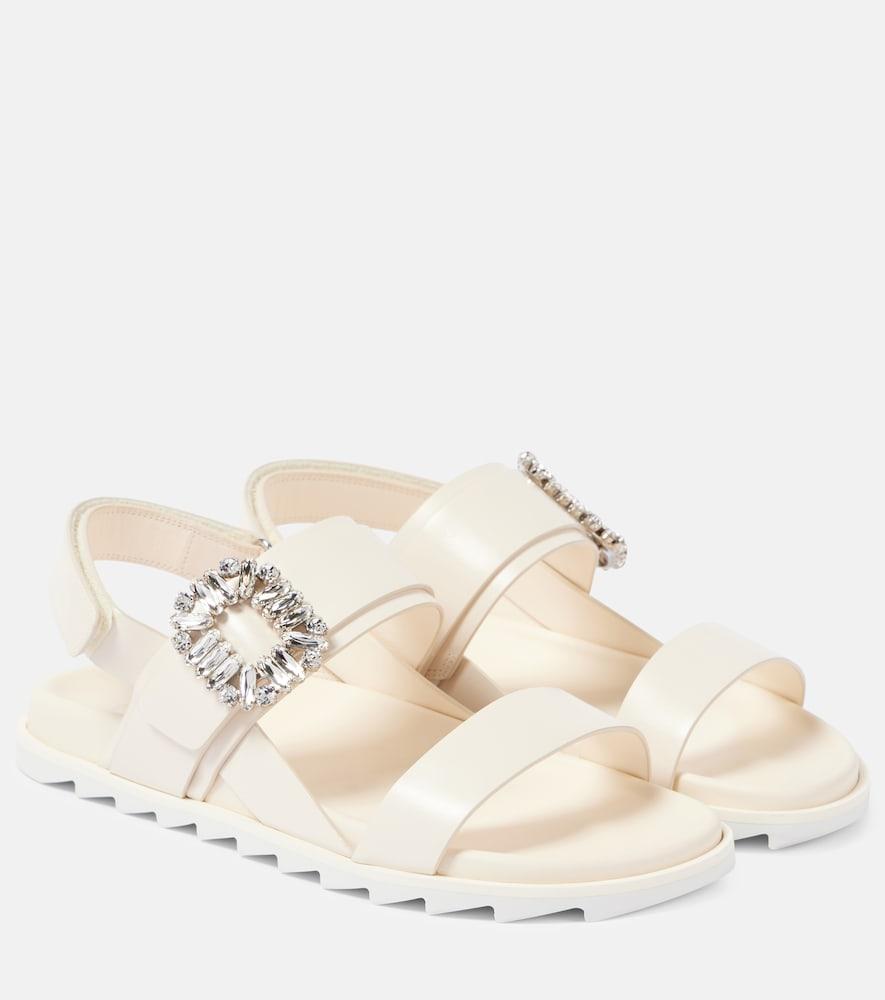 roger vivier slidy viv' embellished leather sandals