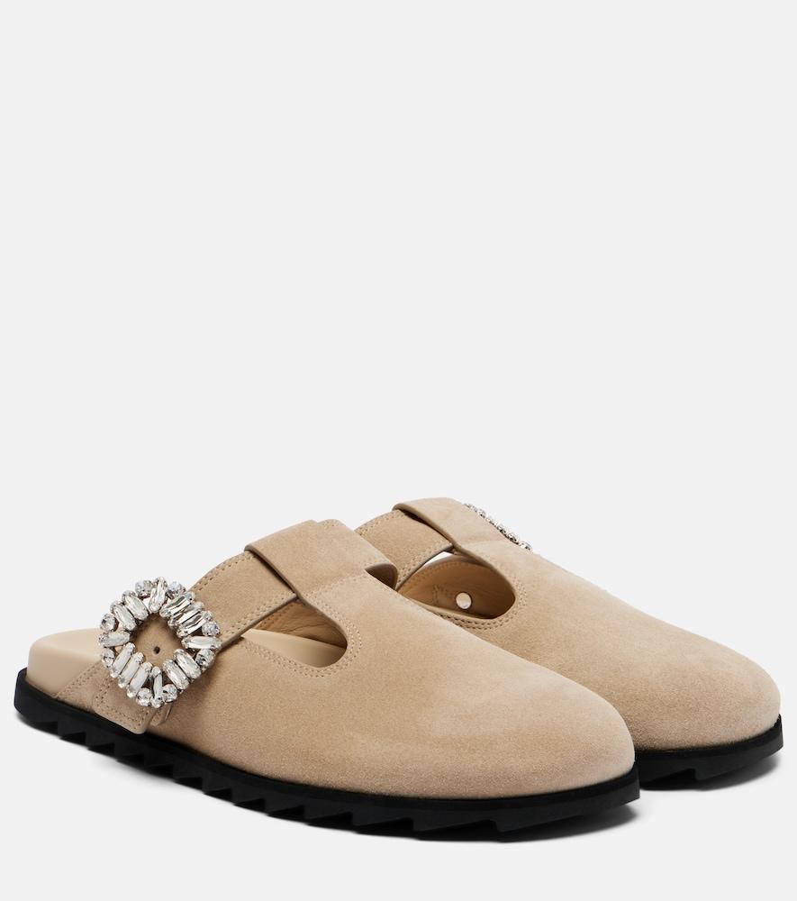 roger vivier slidy viv' embellished suede mules