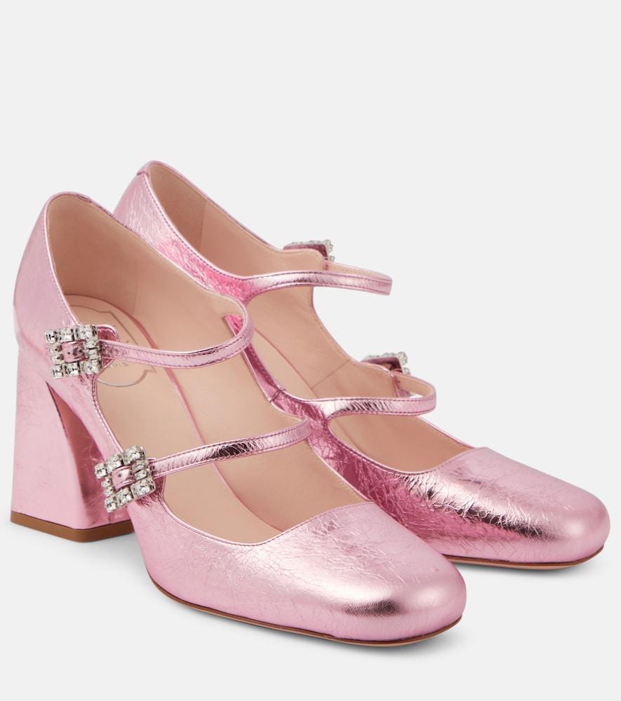 roger vivier très vivier babies mini metallic leather pumps
