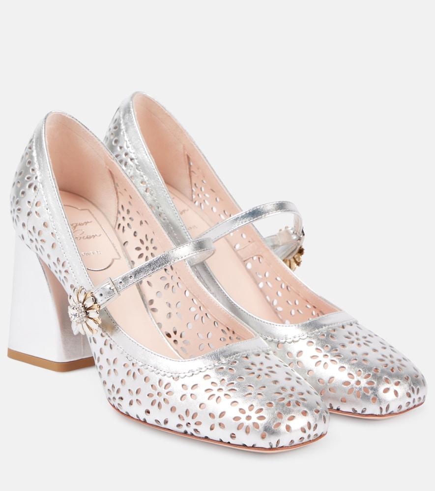 roger vivier très vivier metallic leather mary jane pumps
