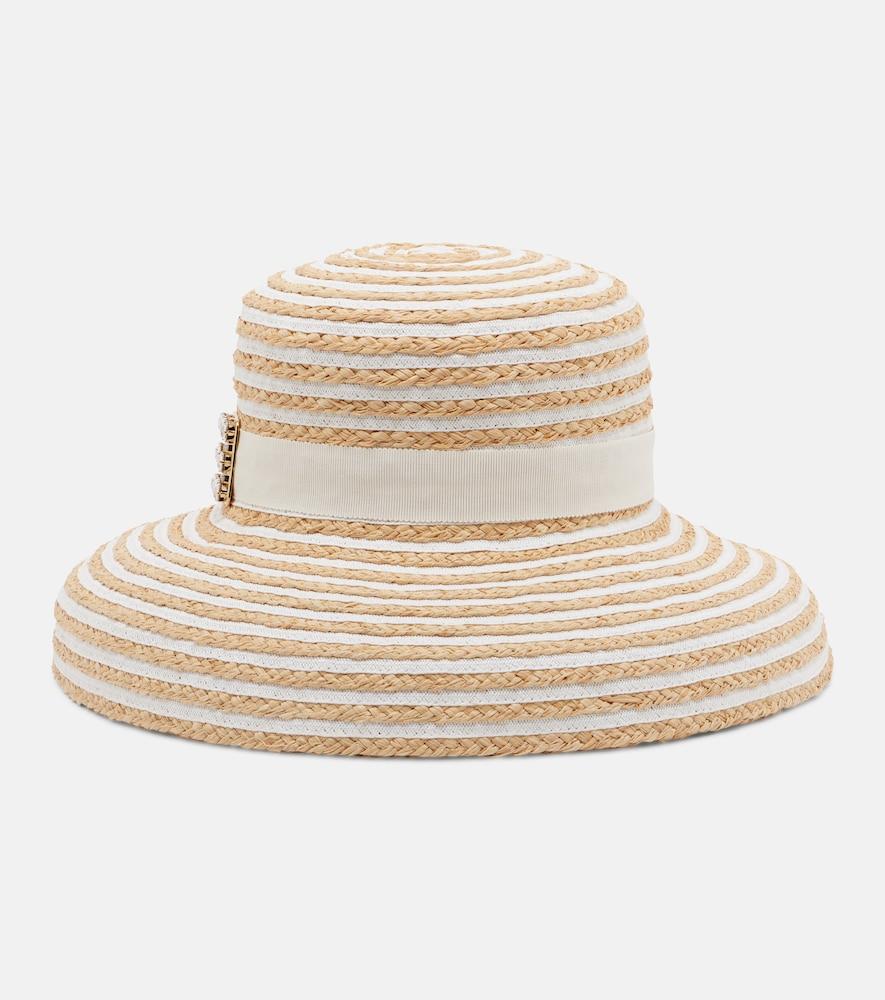 roger vivier très vivier striped raffia sun hat