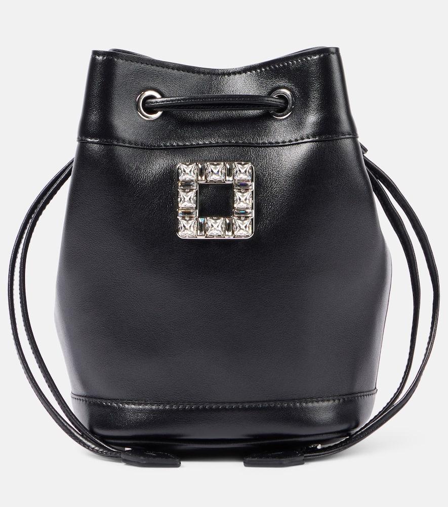 roger vivier tres vivier leather bucket bag