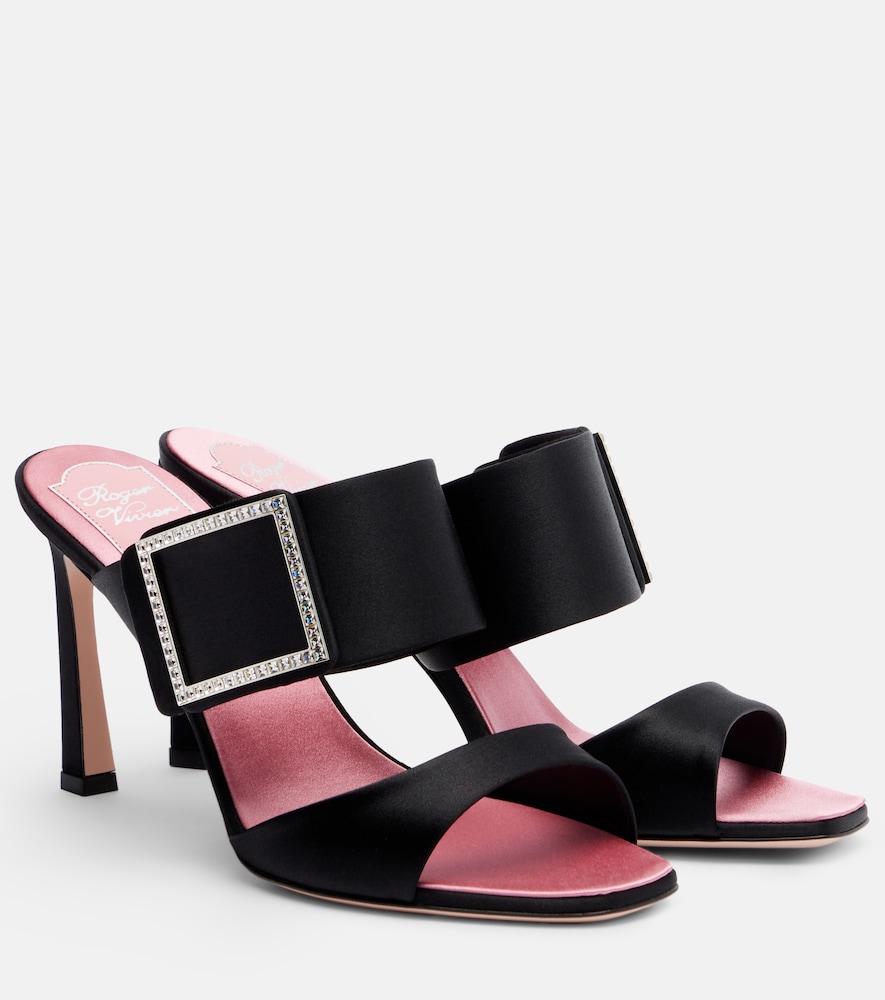 roger vivier trompette 85 embellished satin mules