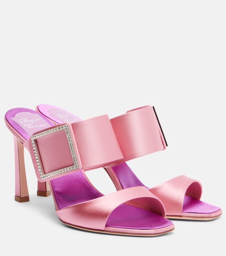 roger vivier trompette 85 embellished satin mules