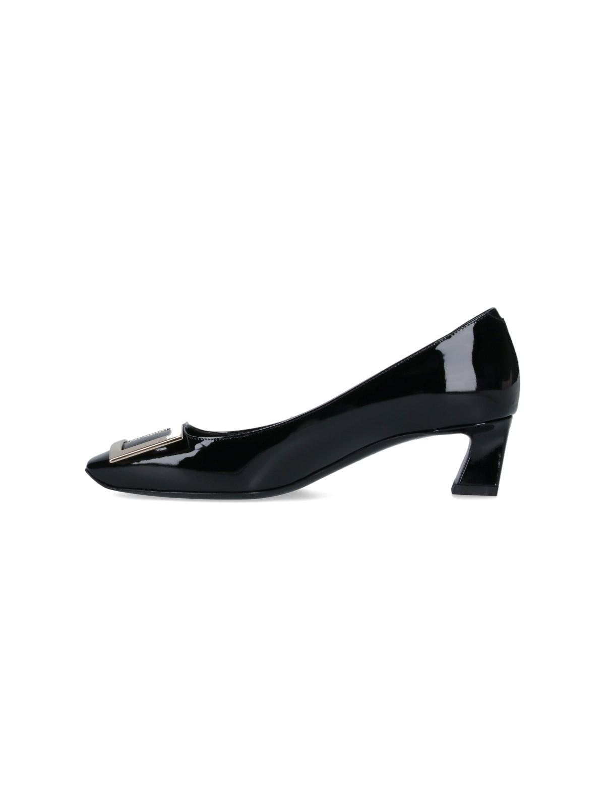 roger vivier trompette pumps in patent leather with metal buckle