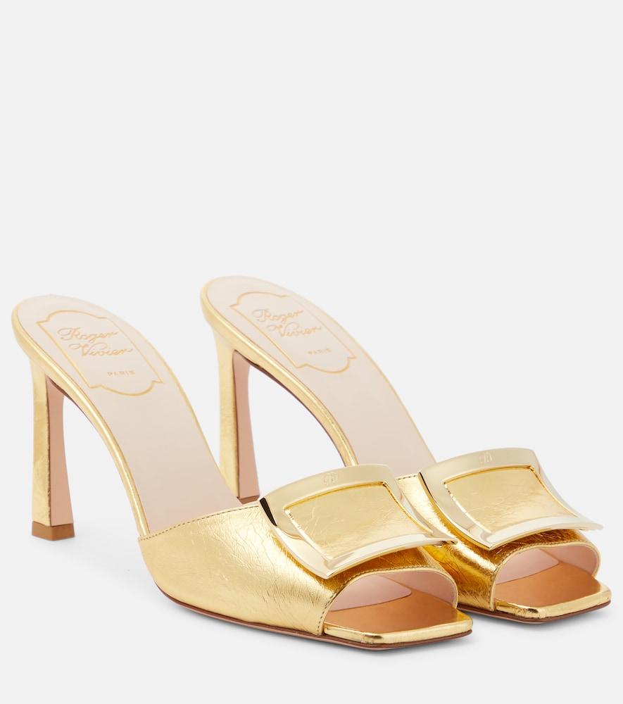 roger vivier trumpet metallic leather mules