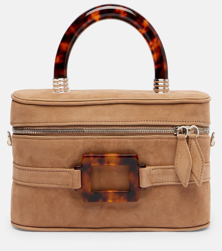 roger vivier vanity mini suede tote bag