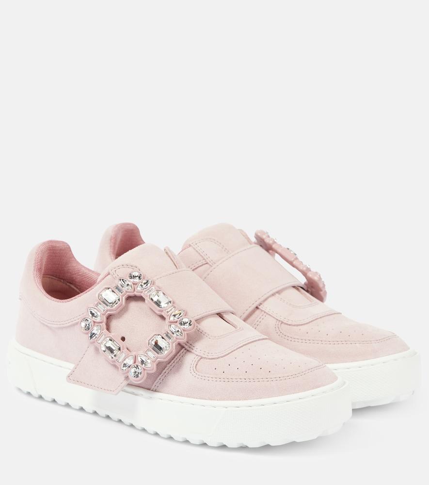 roger vivier very vivier embellished leather sneakers