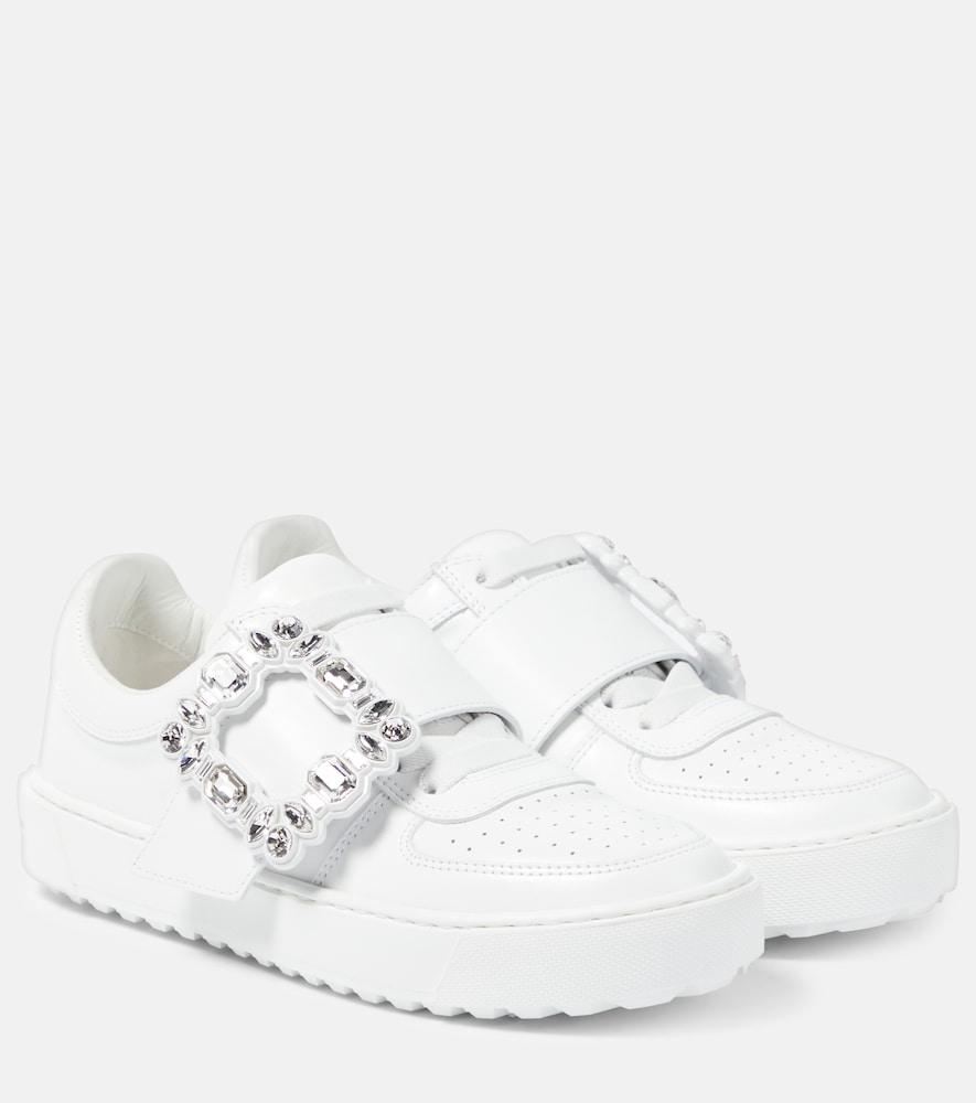 roger vivier very vivier embellished leather sneakers