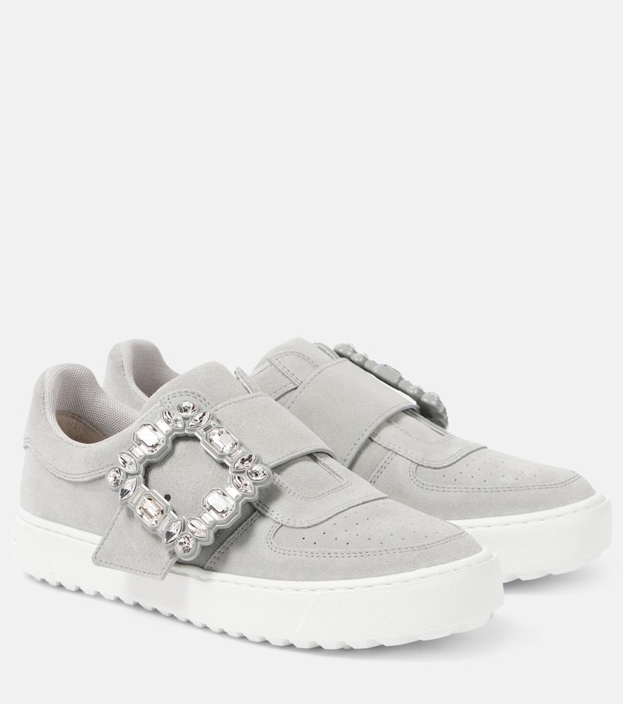 roger vivier very vivier embellished suede sneakers