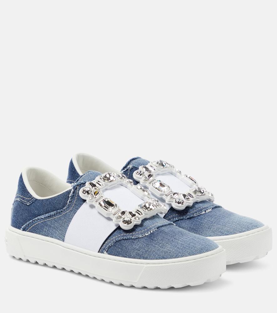 roger vivier very vivier fringed denim sneakers