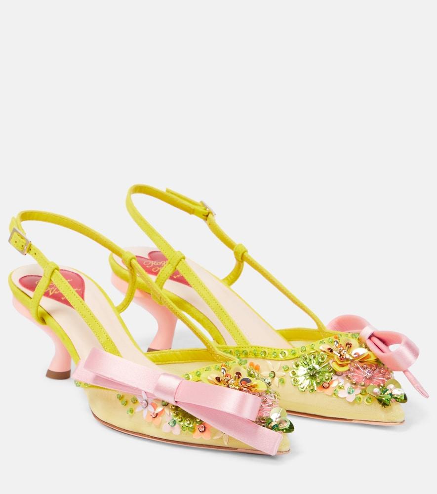 roger vivier virgule embellished satin slingback pumps