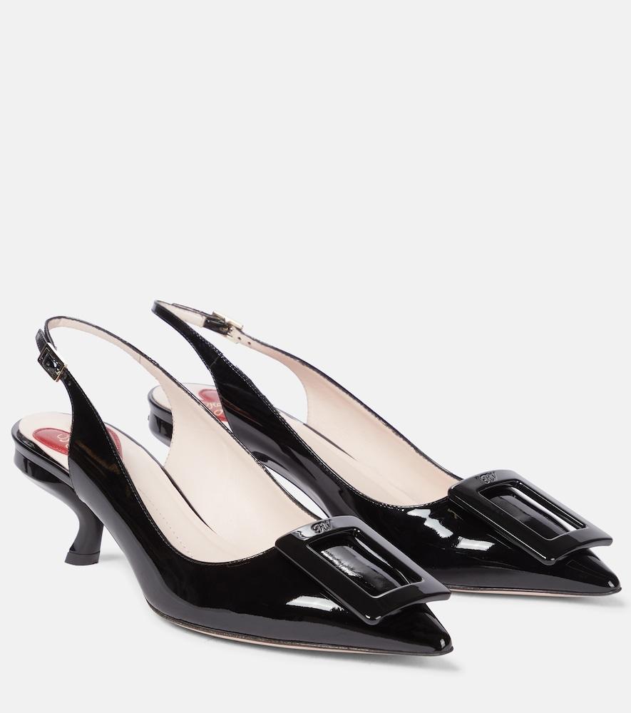roger vivier virgule leather slingback pumps