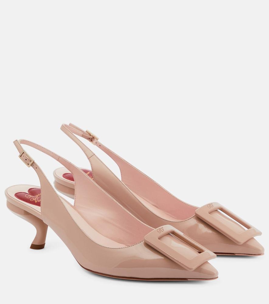 roger vivier virgule leather slingback pumps