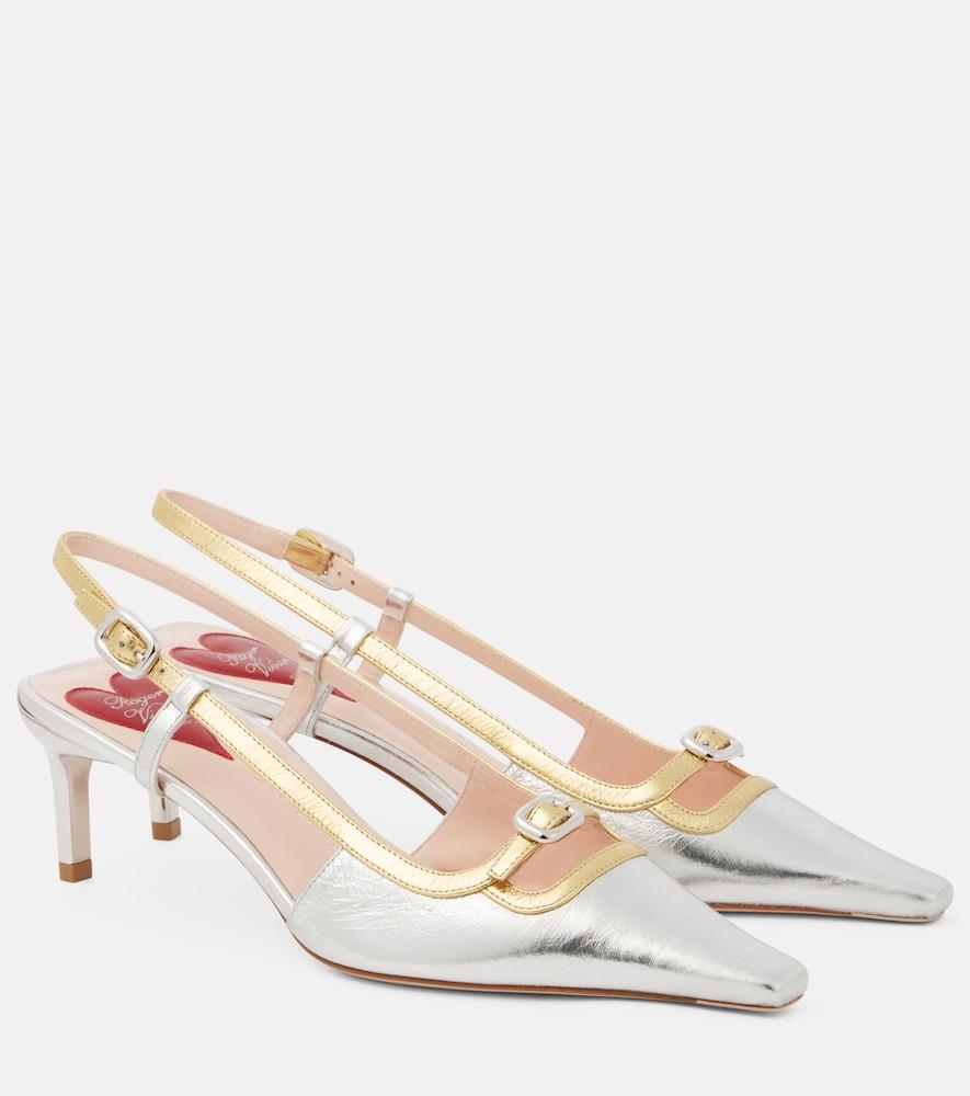 roger vivier viv' canard 55 metallic leather pumps