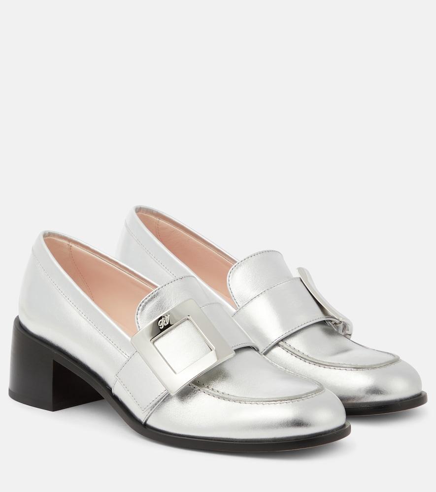 roger vivier viv' rangers embellished metallic leather loafers