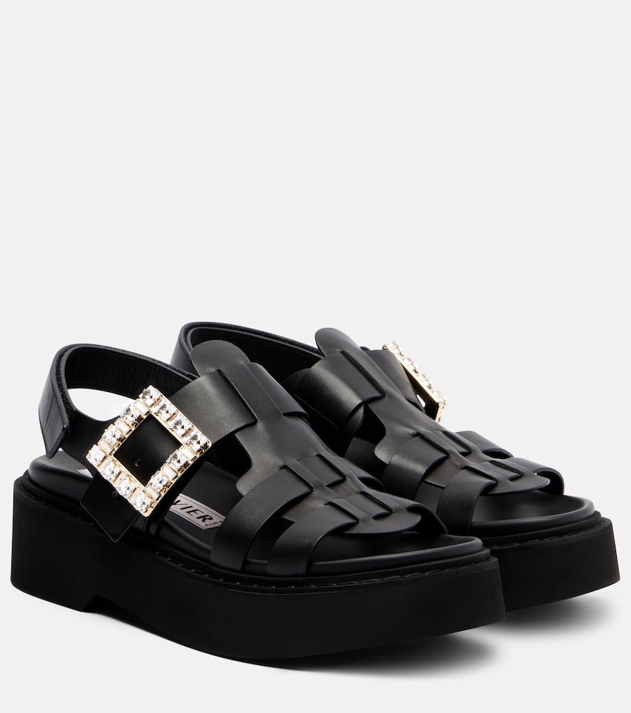 roger vivier viv' rangers leather platform sandals