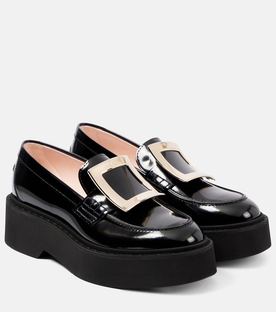 roger vivier viv' rangers patent leather platform loafers