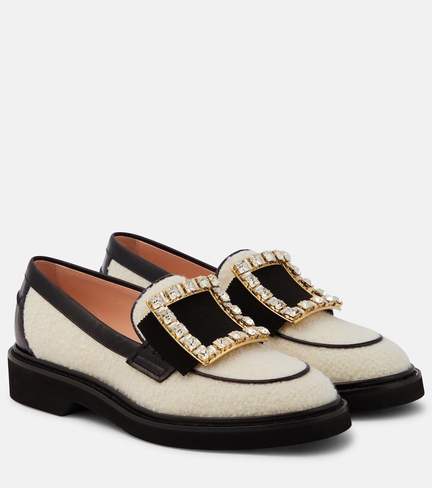 roger vivier viv' rangers wool bouclé loafers