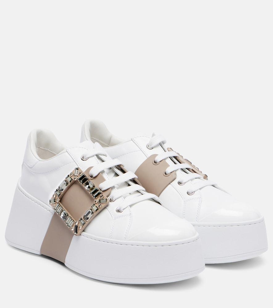 roger vivier viv' skate embellished leather sneakers
