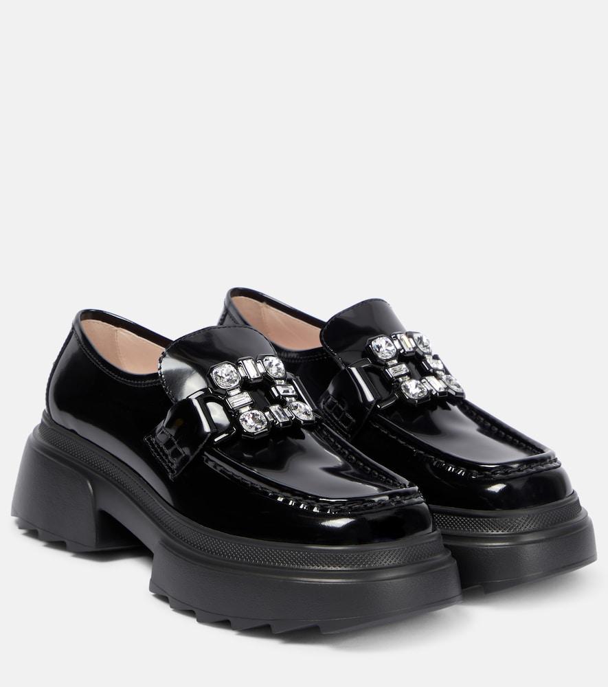 roger vivier wallaviv strass buckle patent leather loafers